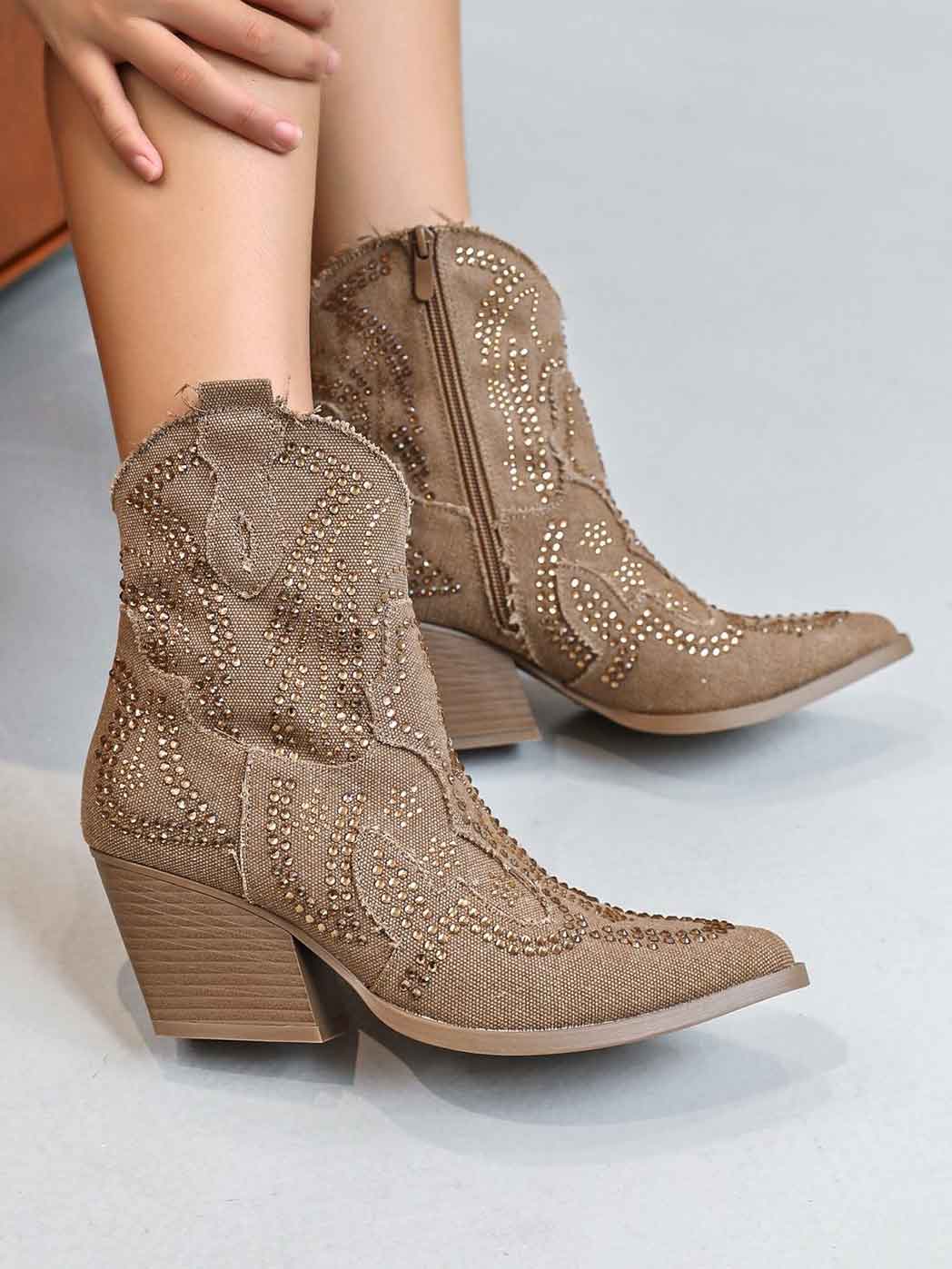 Cathrine - Cowboystøvler med similisten